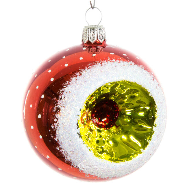 Стеклянный елочный шар Фонарик 7 см красный Фабрика Елочка