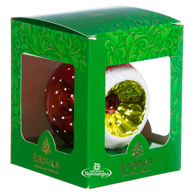 Стеклянный елочный шар Фонарик 7 см красный Фабрика Елочка