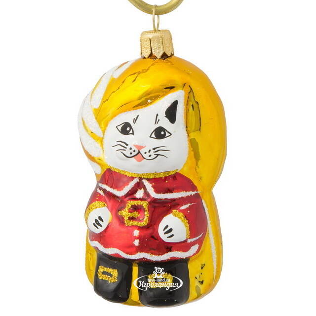Стеклянная елочная игрушка Кот Маркиз 8 см, подвеска Фабрика Елочка