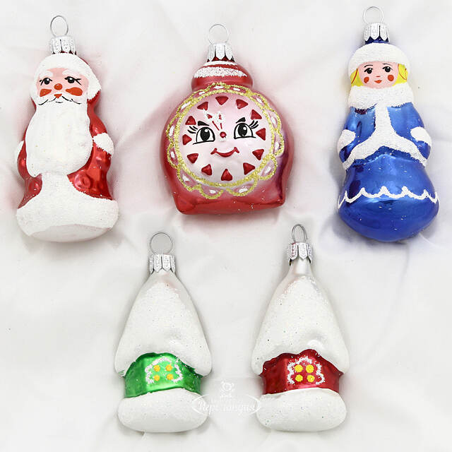 Набор елочных игрушек Сказочный, 5 шт, стекло, подвеска Фабрика Елочка