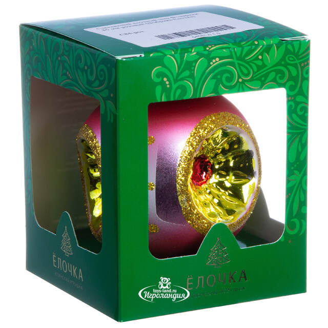 Стеклянный елочный шар Фонарики 8 см розовый Фабрика Елочка