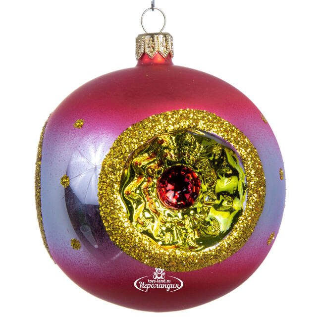 Стеклянный елочный шар Фонарики 8 см розовый Фабрика Елочка