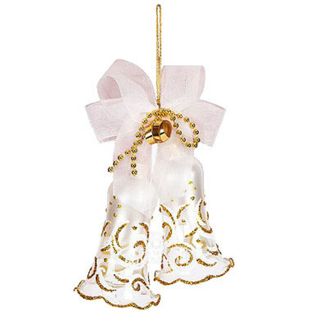 Стеклянное елочное украшение Золотистый Узор 19 см Фабрика Елочка