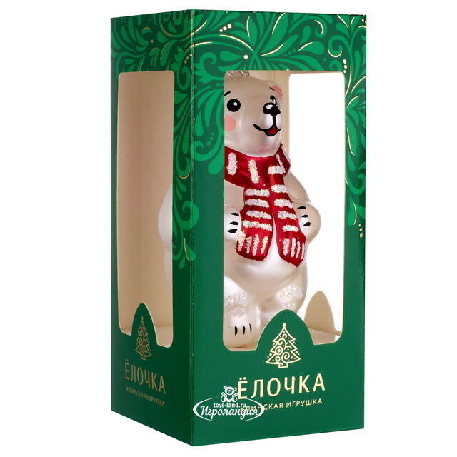 Елочная игрушка Умка в красном шарфе 8 см, стекло Фабрика Елочка