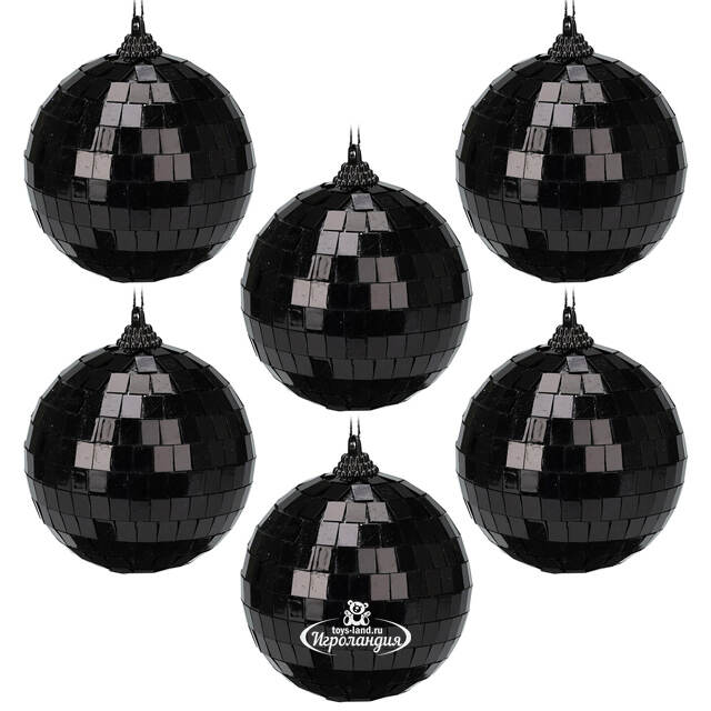 Набор елочных украшений Зеркальный Диско шар Black 8 см, 12 шт Koopman