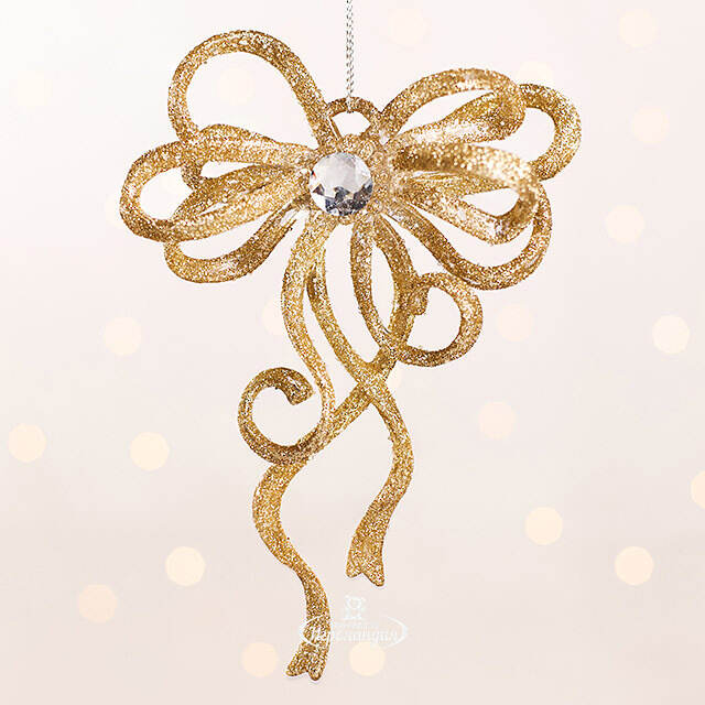 Елочная игрушка Бант Алиони 16*10*6 см золотой, подвеска Koopman