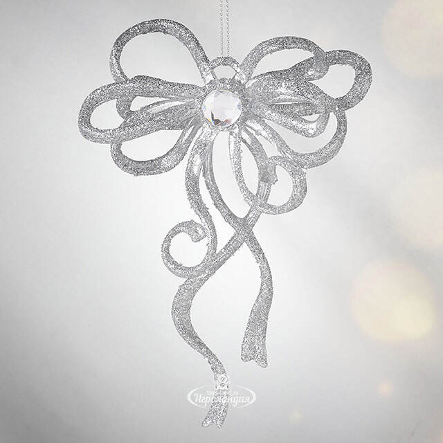 Елочная игрушка Бант Алиони 16*10*6 см серебряный, подвеска Koopman