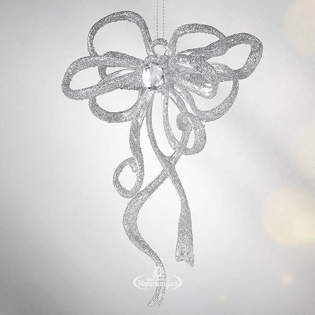 Елочная игрушка Бант Алиони 16*10*6 см серебряный, подвеска Koopman