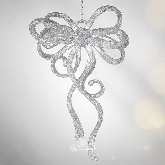 Елочная игрушка Бант Алиони 16*10*6 см серебряный, подвеска Koopman