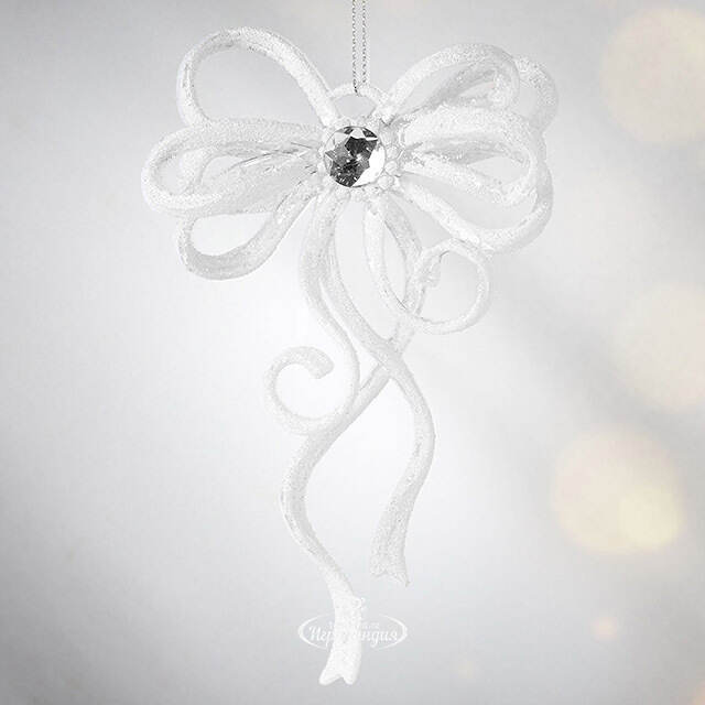 Елочная игрушка Бант Алиони 16*10*6 см белый, подвеска Koopman