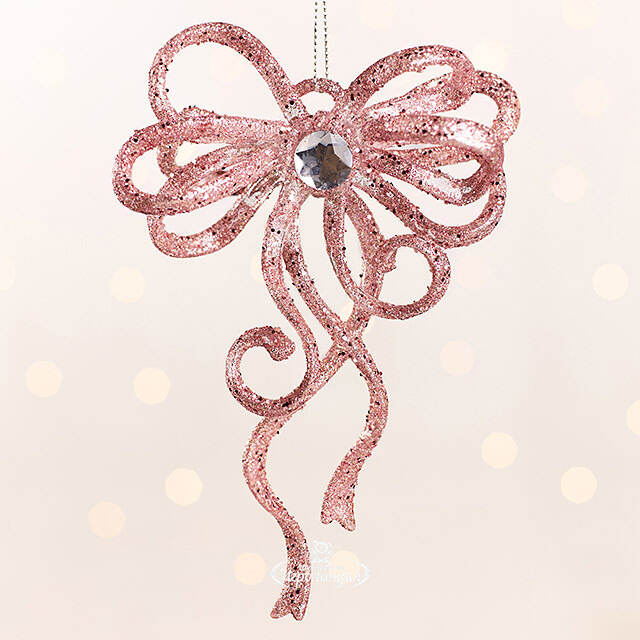 Елочная игрушка Бант Алиони 16*10*6 см розовый, подвеска Koopman