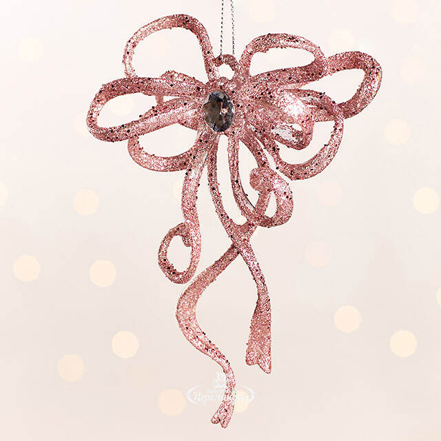 Елочная игрушка Бант Алиони 16*10*6 см розовый, подвеска Koopman