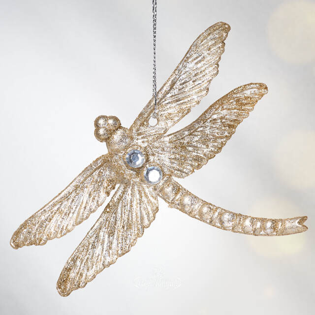 Елочная игрушка Стрекоза Эннолия 10 см, 2 шт, золотая, подвеска Koopman