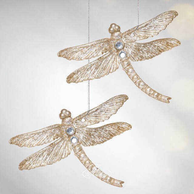 Елочная игрушка Стрекоза Эннолия 10 см, 2 шт, золотая, подвеска Koopman