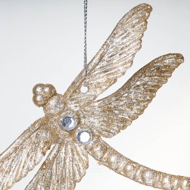 Елочная игрушка Стрекоза Эннолия 10 см, 2 шт, золотая, подвеска Koopman