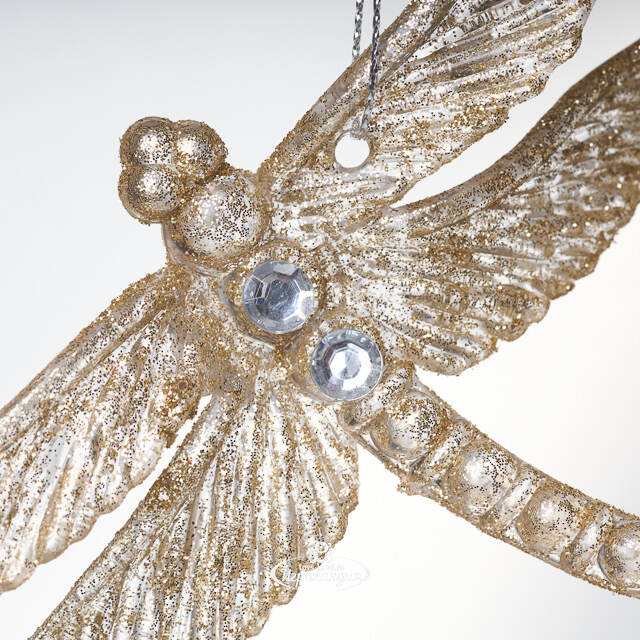 Елочная игрушка Стрекоза Эннолия 10 см, 2 шт, золотая, подвеска Koopman
