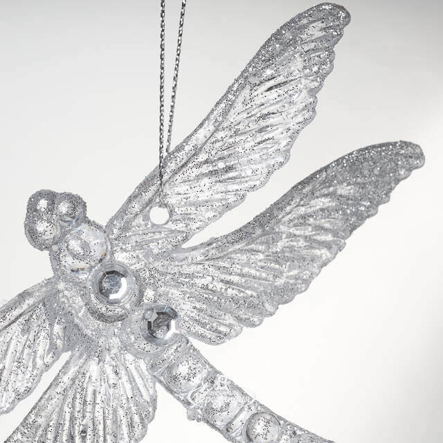 Елочная игрушка Стрекоза Эннолия 10 см, 2 шт, серебряная, подвеска Koopman