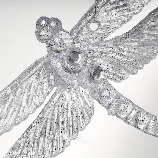 Елочная игрушка Стрекоза Эннолия 10 см, 2 шт, серебряная, подвеска Koopman