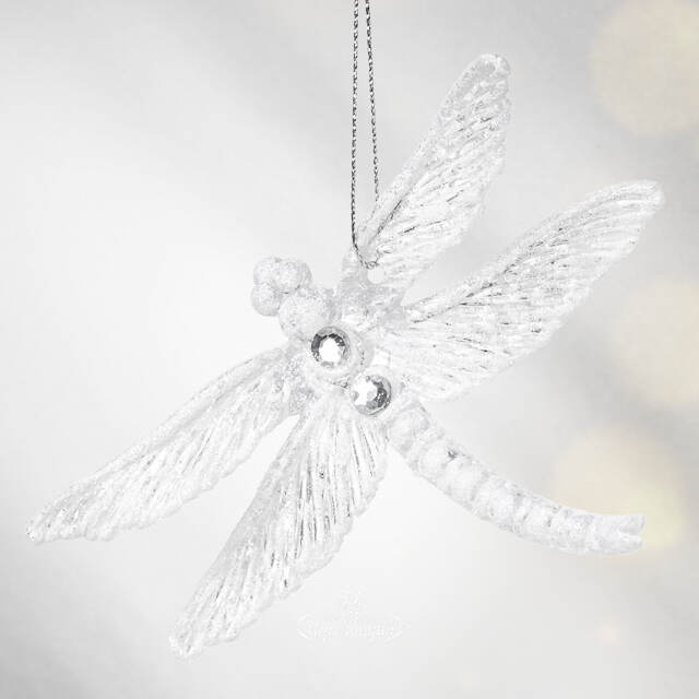Елочная игрушка Стрекоза Эннолия 10 см, 2 шт, белая, подвеска Koopman