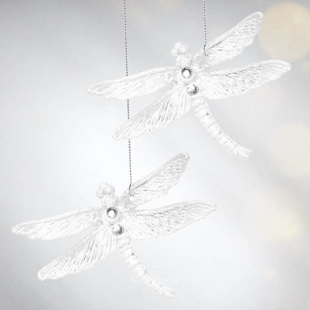 Елочная игрушка Стрекоза Эннолия 10 см, 2 шт, белая, подвеска Koopman