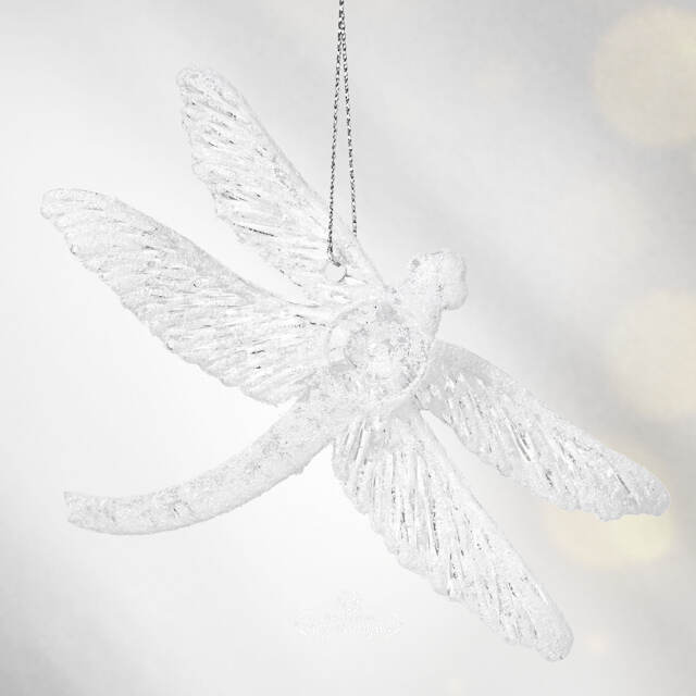 Елочная игрушка Стрекоза Эннолия 10 см, 2 шт, белая, подвеска Koopman