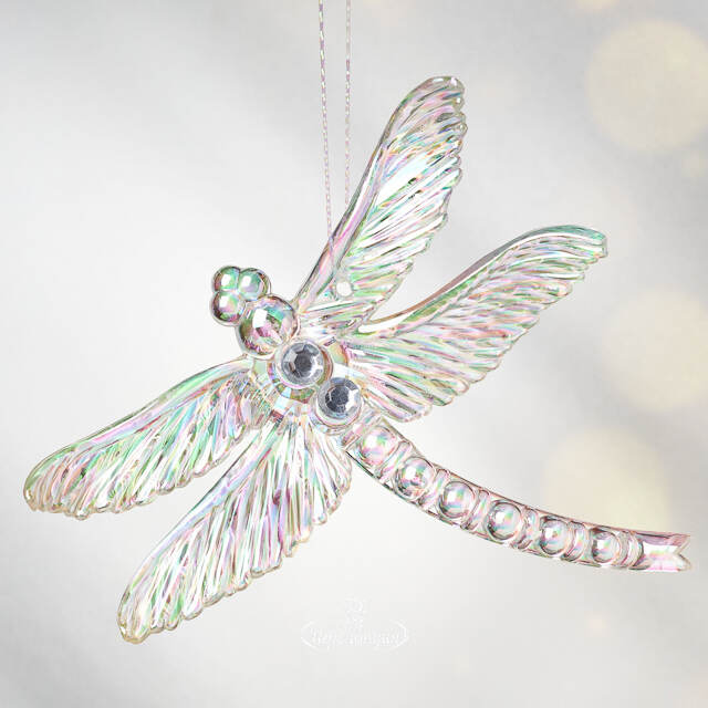 Елочная игрушка Стрекоза Эннолия 10 см, 2 шт, перламутровая, подвеска Koopman