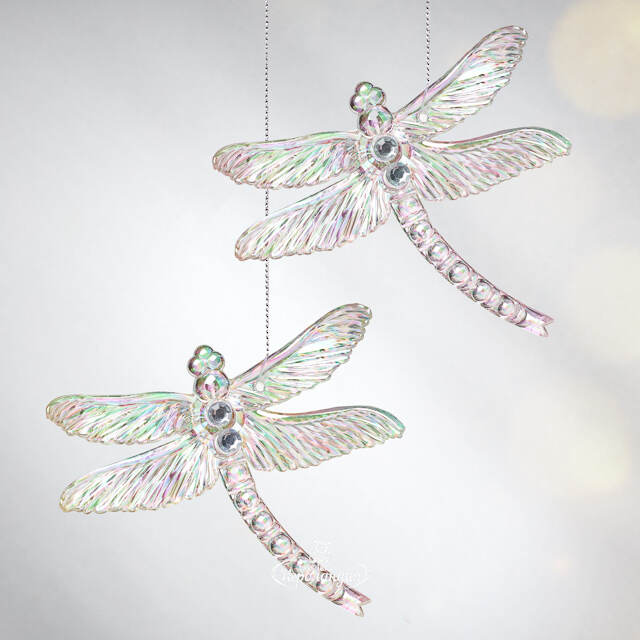 Елочная игрушка Стрекоза Эннолия 10 см, 2 шт, перламутровая, подвеска Koopman