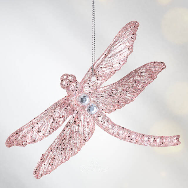 Елочная игрушка Стрекоза Эннолия 10 см, 2 шт, розовая, подвеска Koopman