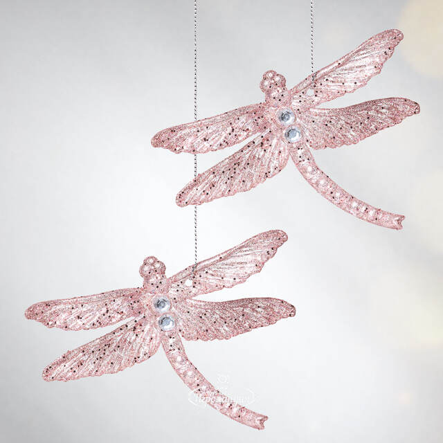 Елочная игрушка Стрекоза Эннолия 10 см, 2 шт, розовая, подвеска Koopman
