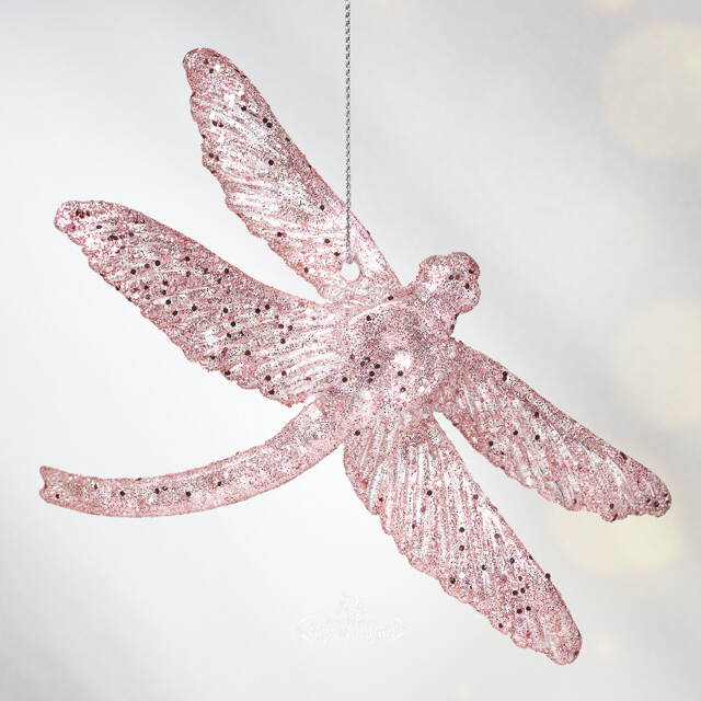 Елочная игрушка Стрекоза Эннолия 10 см, 2 шт, розовая, подвеска Koopman