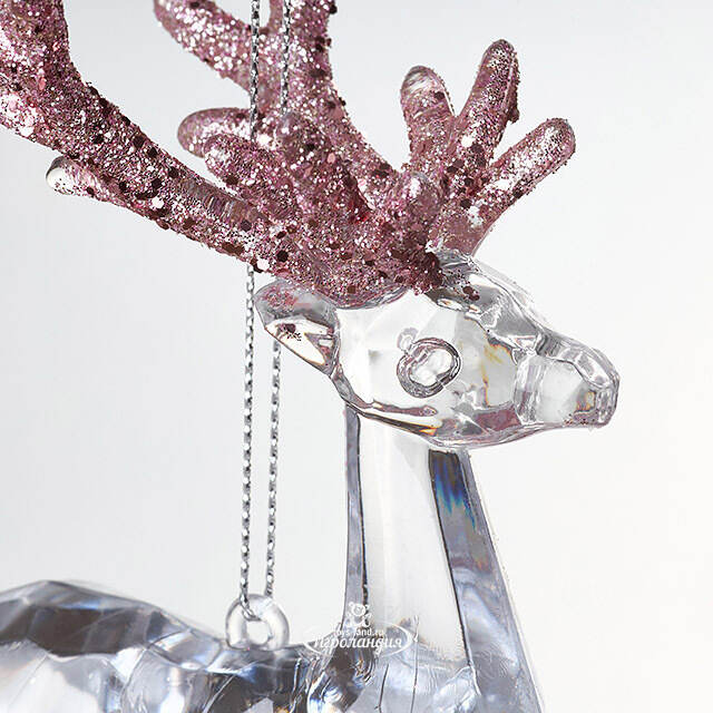 Елочная игрушка Олень Финолли 10 см с розовыми рогами, подвеска Koopman