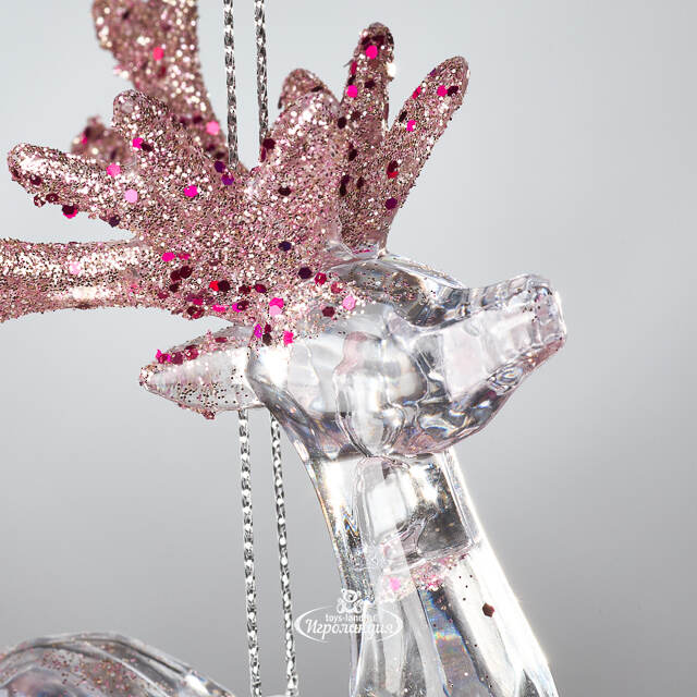 Елочная игрушка Олень Филидель 10 см с розовыми рогами, подвеска Koopman