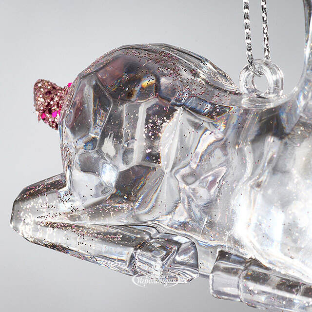 Елочная игрушка Олень Филидель 10 см с розовыми рогами, подвеска Koopman