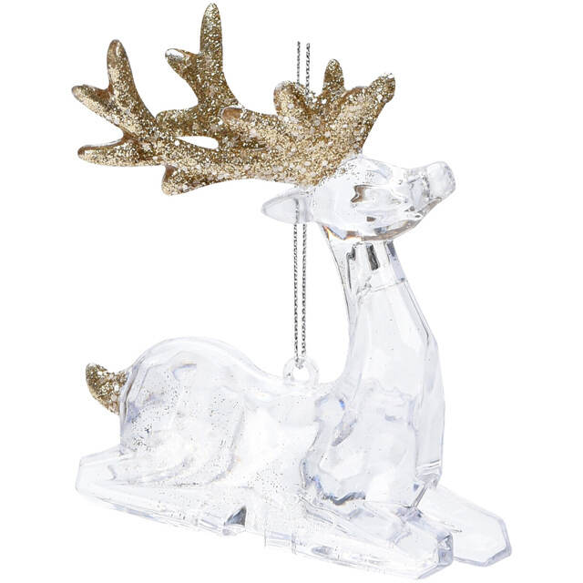 Елочная игрушка Олень Филидель 10 см с золотыми рогами, подвеска Koopman