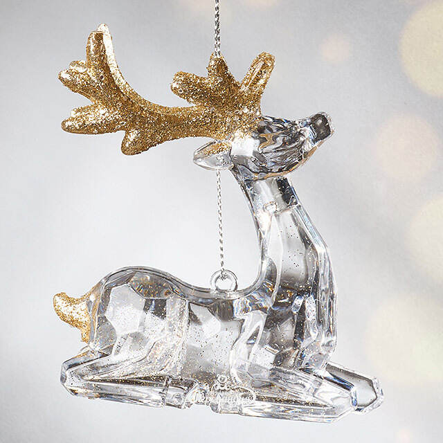 Елочная игрушка Олень Филидель 10 см с золотыми рогами, подвеска Koopman