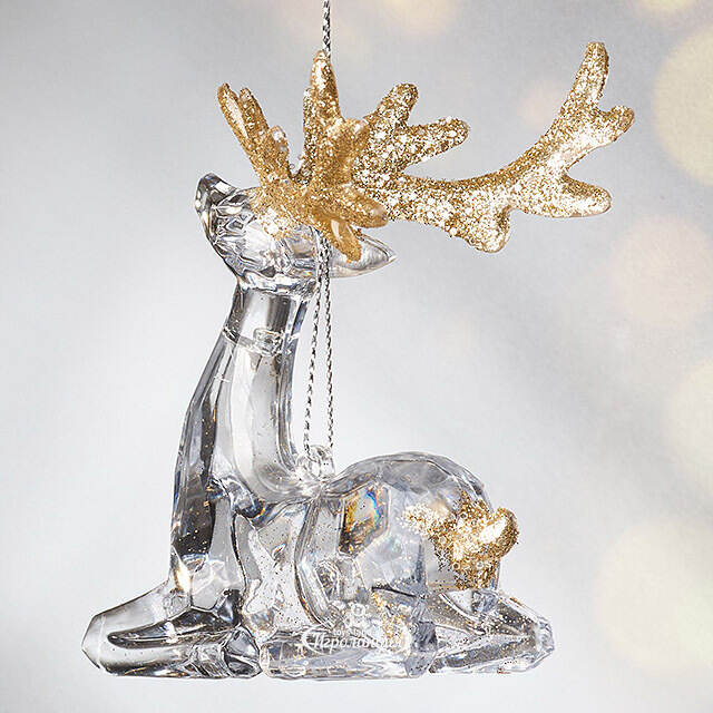 Елочная игрушка Олень Филидель 10 см с золотыми рогами, подвеска Koopman