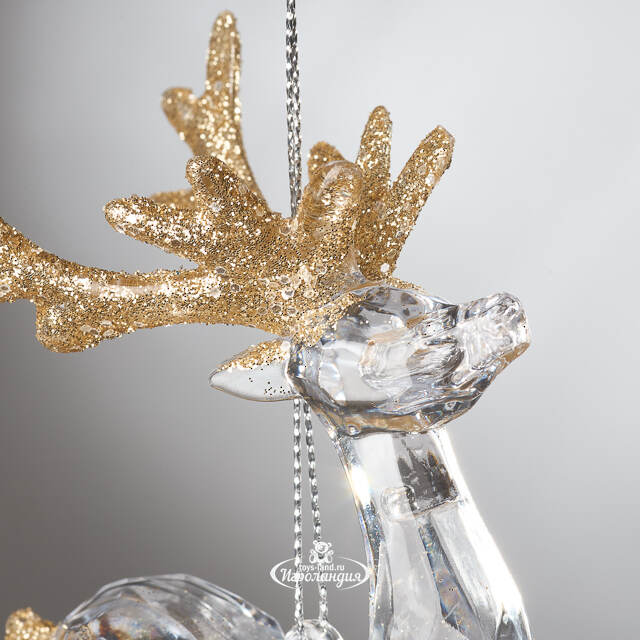 Елочная игрушка Олень Филидель 10 см с золотыми рогами, подвеска Koopman