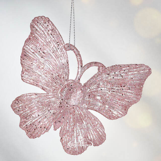 Елочная игрушка Бабочка Аурелия 11 см, 2 шт, розовая, подвеска Koopman