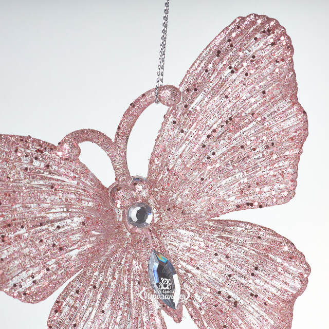 Елочная игрушка Бабочка Аурелия 11 см, 2 шт, розовая, подвеска Koopman