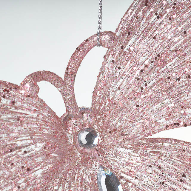 Елочная игрушка Бабочка Аурелия 11 см, 2 шт, розовая, подвеска Koopman