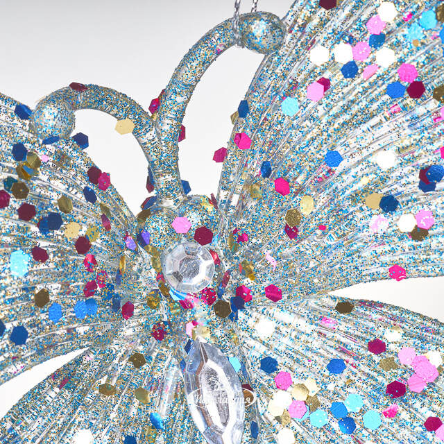 Елочная игрушка Бабочка Аурелия 11 см, 2 шт, голубая, подвеска Koopman