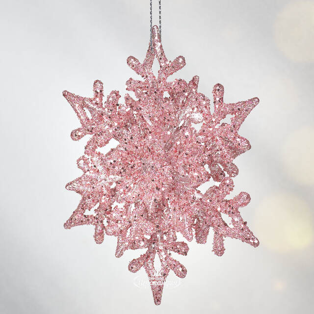 Елочная игрушка Снежинка Альвисс 11 см, 2 шт, розовая Koopman