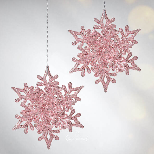 Елочная игрушка Снежинка Альвисс 11 см, 2 шт, розовая Koopman