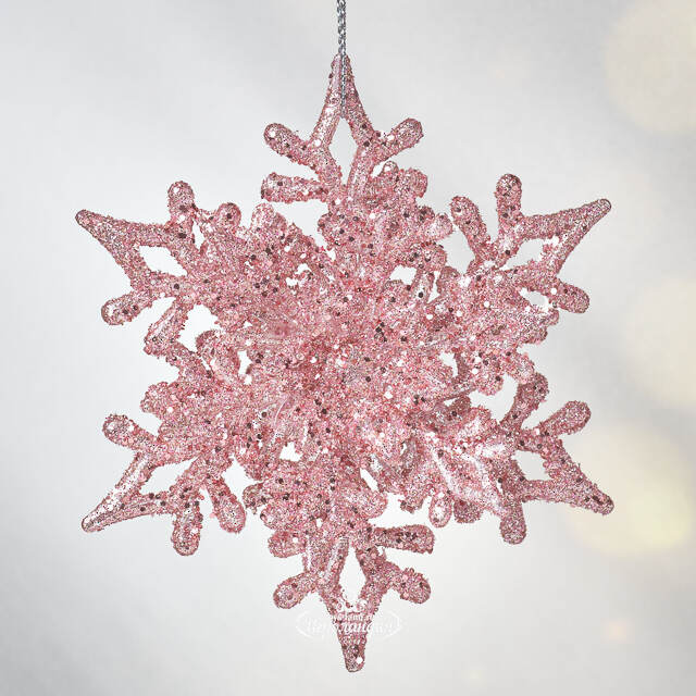 Елочная игрушка Снежинка Альвисс 11 см, 2 шт, розовая Koopman