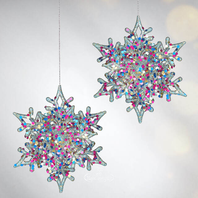 Елочная игрушка Снежинка Альвисс 11 см, 2 шт, голубая Koopman