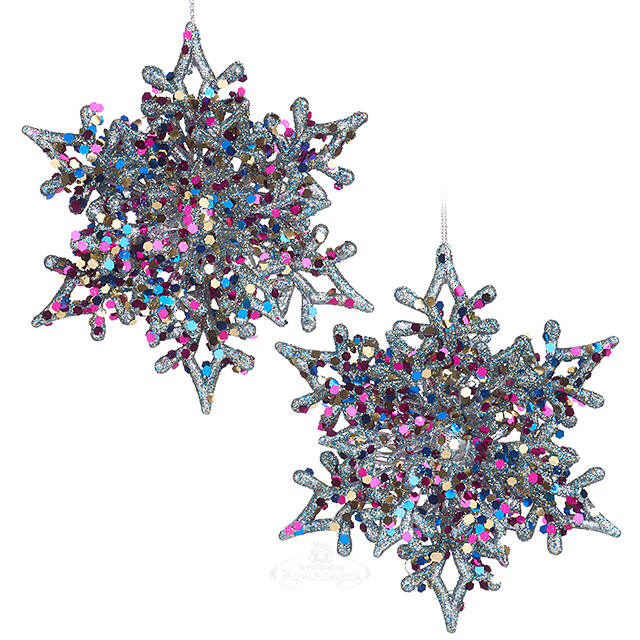 Елочная игрушка Снежинка Альвисс 11 см, 2 шт, голубая Koopman