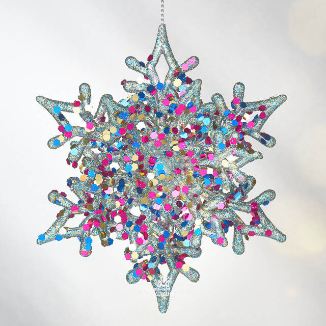 Елочная игрушка Снежинка Альвисс 11 см, 2 шт, голубая Koopman