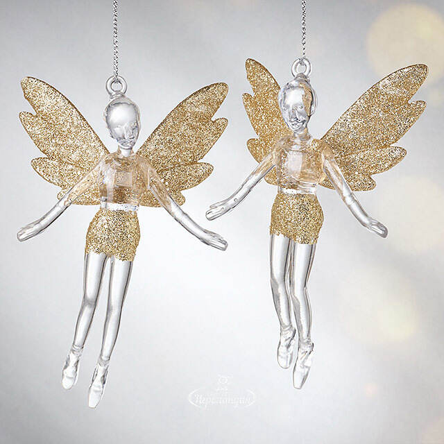 Елочная игрушка Фея Донна-Белла с золотыми крыльями 12 см, 2 шт, подвеска Koopman