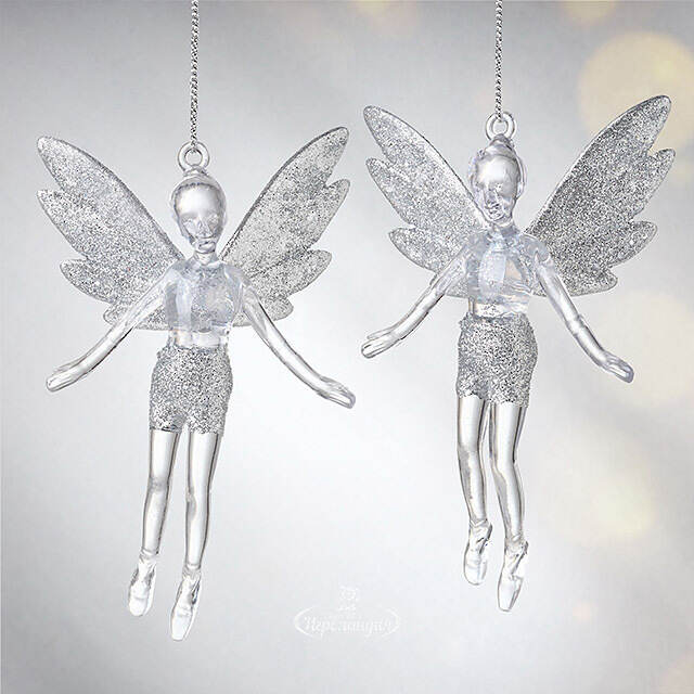 Елочная игрушка Фея Донна-Белла с серебряными крыльями 12 см, 2 шт, подвеска Koopman