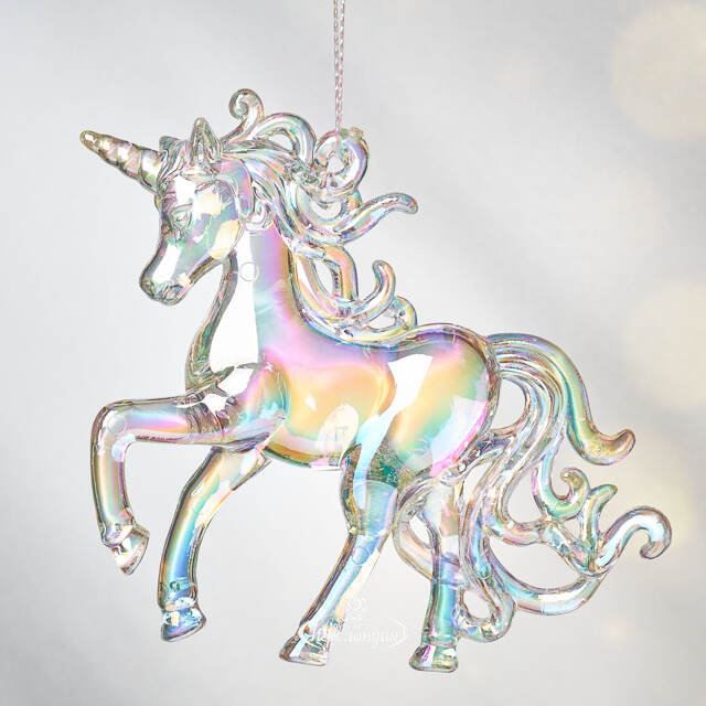 Елочная игрушка Единорог Аэльго с перламутровой гривой 9 см, 2 шт, подвеска Koopman